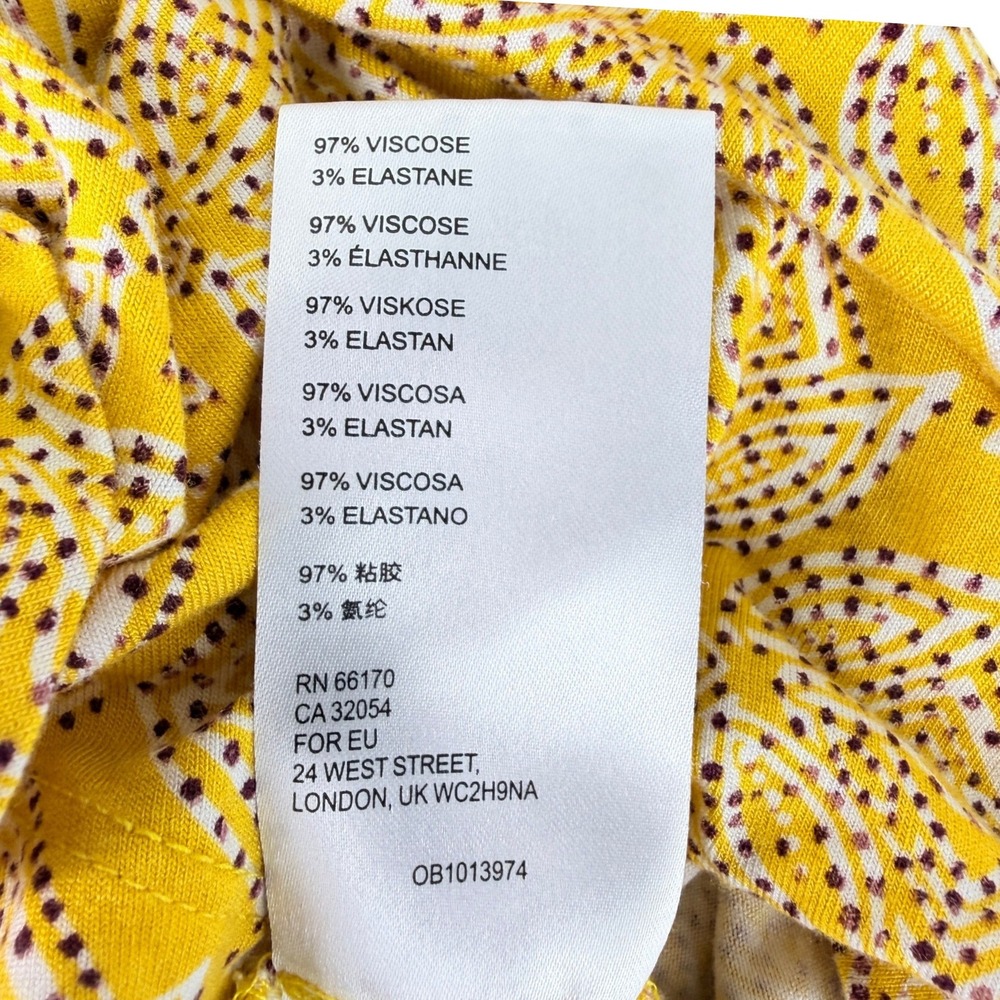 Anthropologie Maeve Fete Faux Wrap Handkerchief Midi Dress Yellow Geometric M - Picture 7 of 8